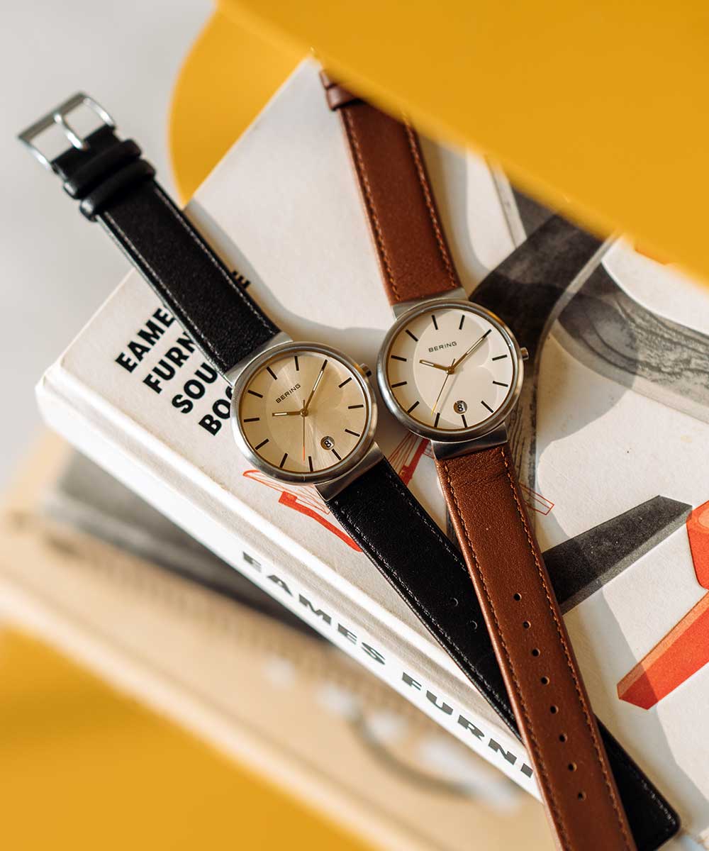 BERING Automatic Leather Watch ベーリング BERING Unisex Classic Scandinavian Stitched calf leather