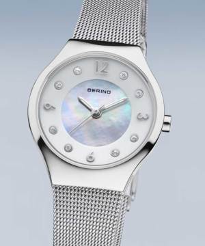 BERING Ladies Classic Scandinavian Curving Mesh Silver 11427-004