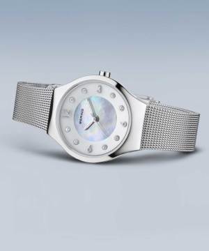 BERING Ladies Classic Scandinavian Curving Mesh Silver 11427-004