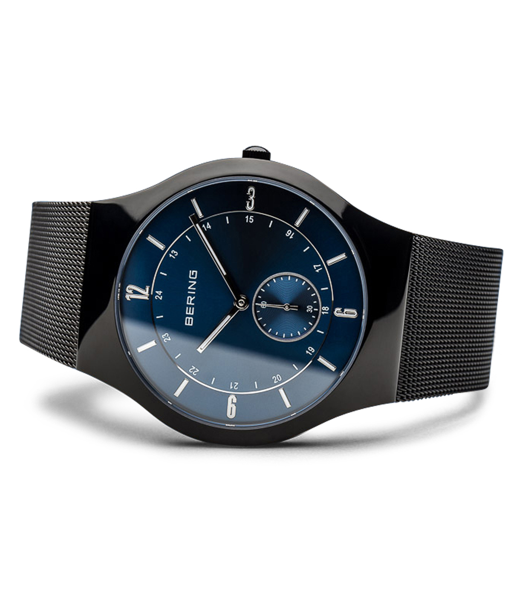 Mens | BERING Mens Ultra Slim Blue 11940-227 Black Mesh | 腕時計の