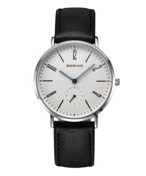 BERING Unisex Classic Scandinavian Small second & Leather White 14036-404