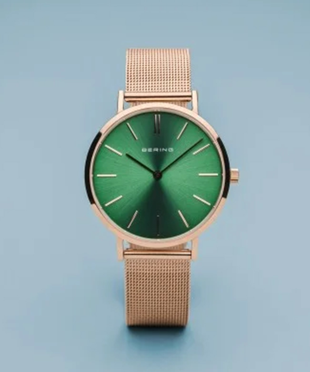 BERING ローズゴールド メッシュベルト 時計 COLOR | BERING Ladies Classic Green×Rosegold 14134-368