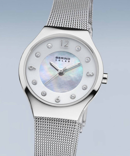 Curving Mesh | BERING Ladies Scandinavian Solar Silver Mesh 14427