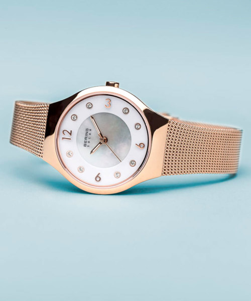 Curving Mesh | BERING Ladies Scandinavian Solar Rose Gold Mesh