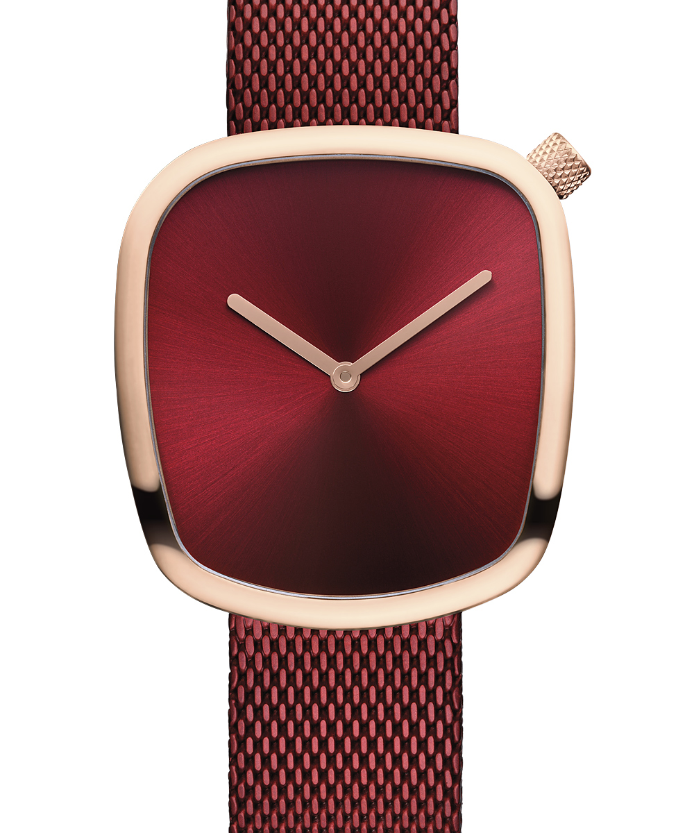 Red | BERING Ladies KiBiSi Pebble Watch 34mm 18034-363 | 腕時計の