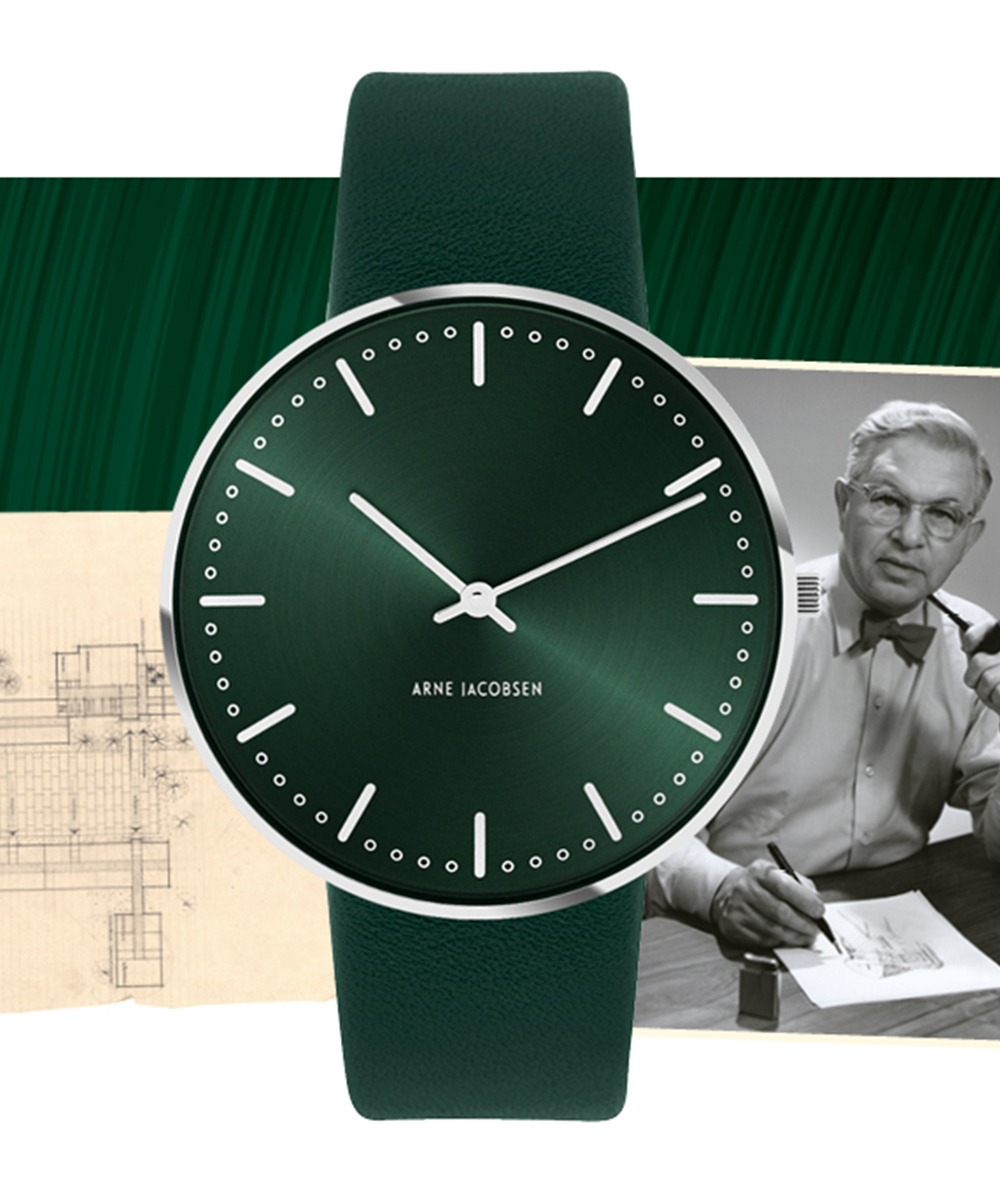 ARNE JACOBSEN（アルネヤコブセン）CITY HALL WATCH GREEN 40mm 53209