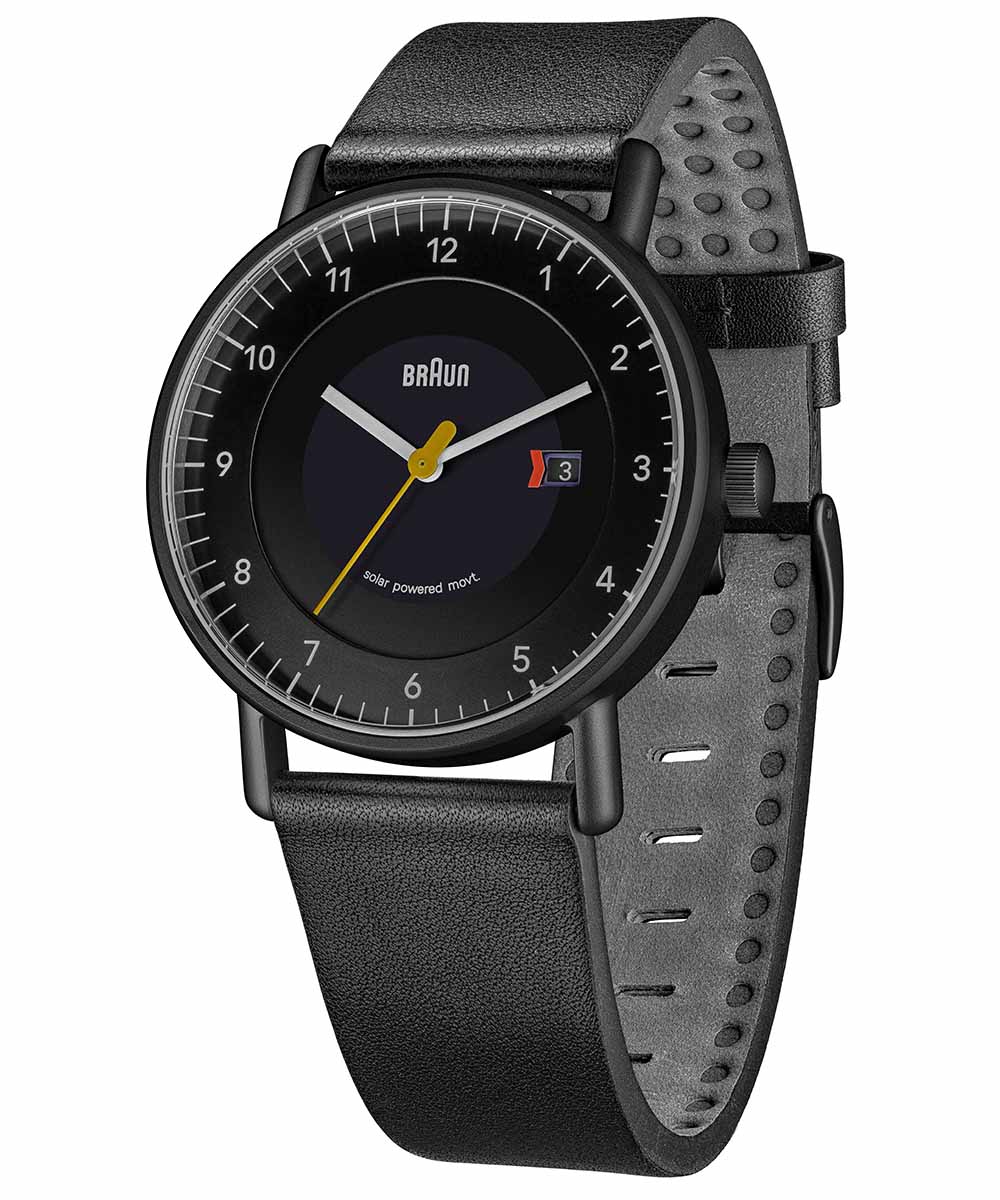 BRAUN/ブラウン ソーラー腕時計 黒文字盤×黒ケース×ブラックレザー