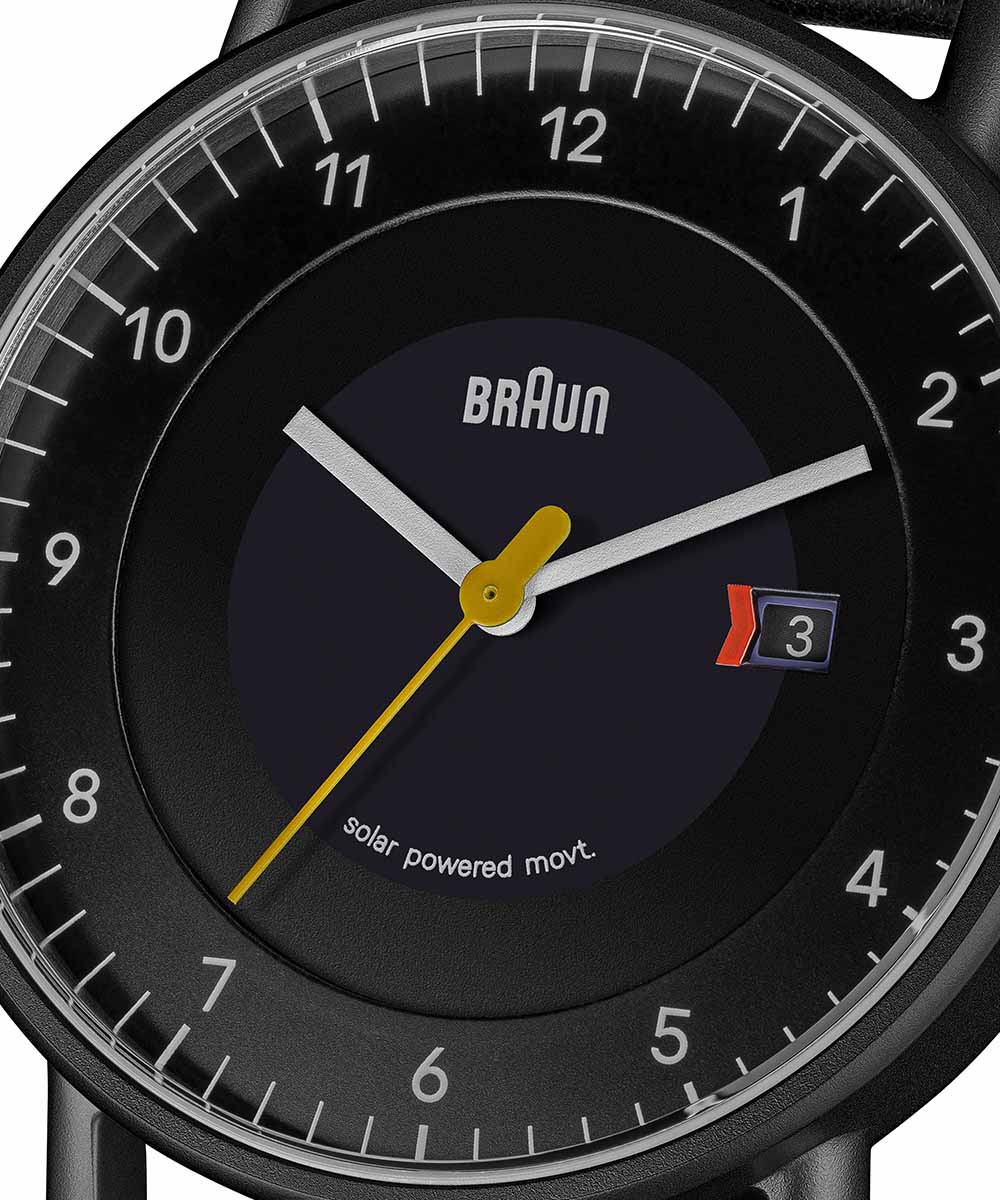 BRAUN/ブラウン ソーラー腕時計 黒文字盤×黒ケース×ブラックレザー