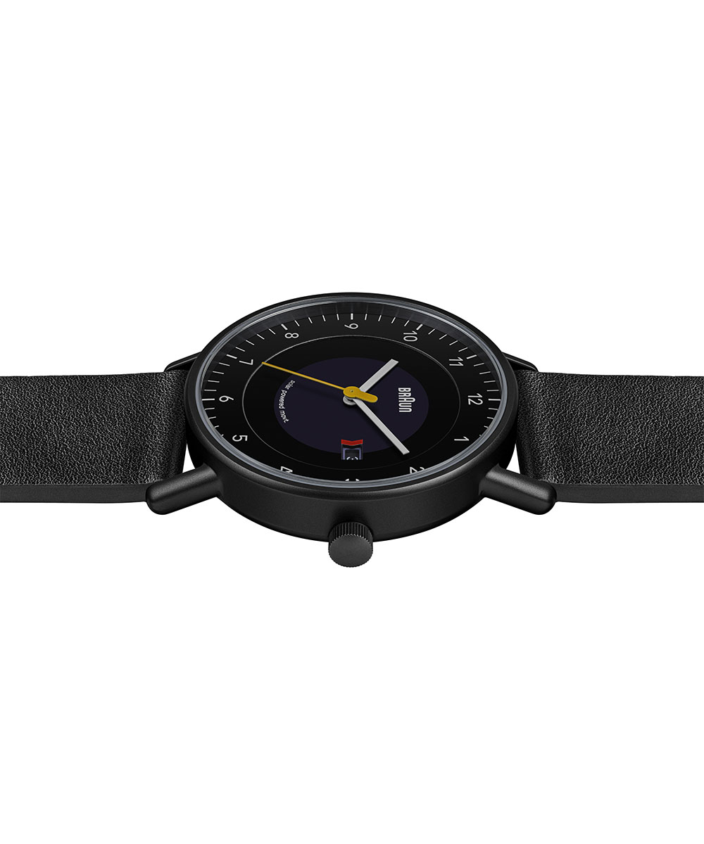 BRAUN/ブラウン ソーラー腕時計 黒文字盤×黒ケース×ブラックレザー