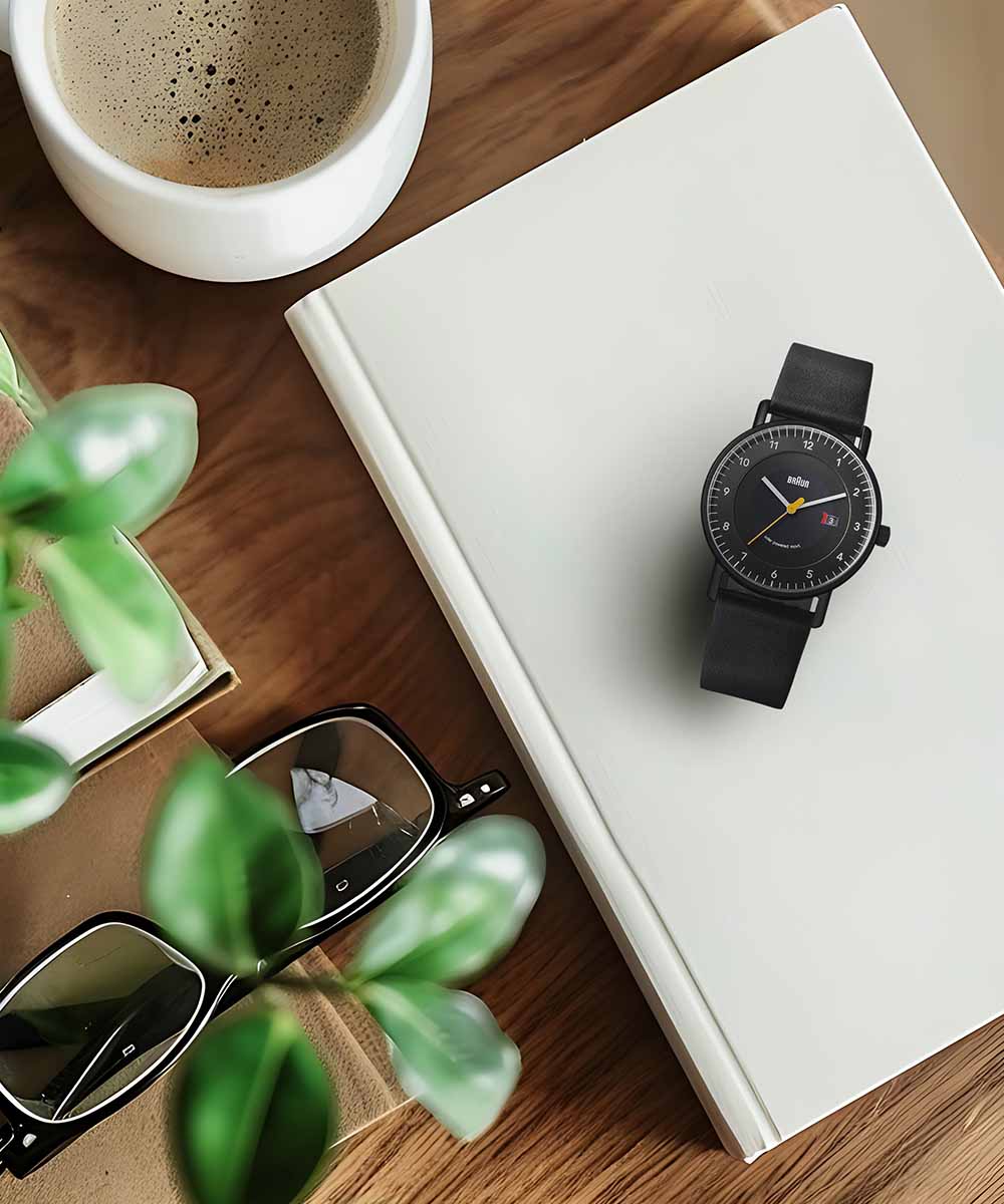 BRAUN/ブラウン ソーラー腕時計 黒文字盤×黒ケース×ブラックレザー