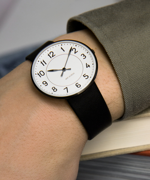 WATCH | ARNE JACOBSEN Watch Leather Strap Black × Black | 腕時計の