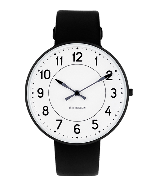 WATCH | ARNE JACOBSEN Watch Leather Strap Black × Silver | 腕時計