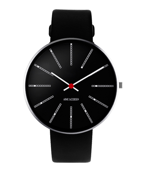 WATCH | ARNE JACOBSEN Watch Leather Strap Black × Silver | 腕時計