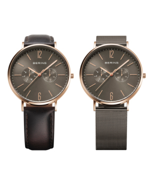 �l�C�J���[�̃x�[�����O�y�A�E�H�b�`2�{�Z�b�gBERING Changes BrownGray�~RoseGold 14240-369 14236-369�i�x�[�����O �y�A�E�H�b�`�r���v �`�F���W�Y �u���E���O���[�~���[�Y�S�[���h�j